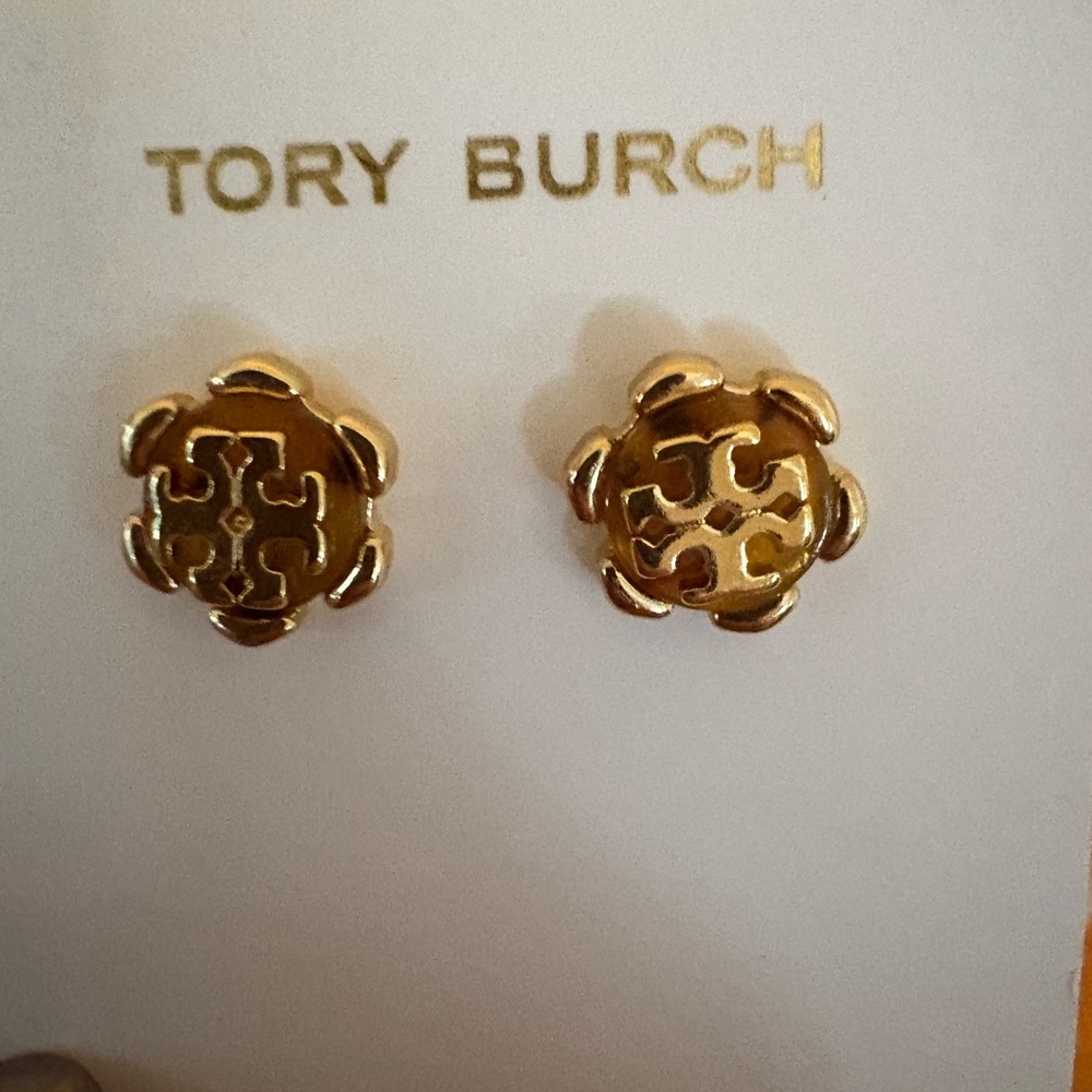 Tory Burch Gold Floral Stud Earrings